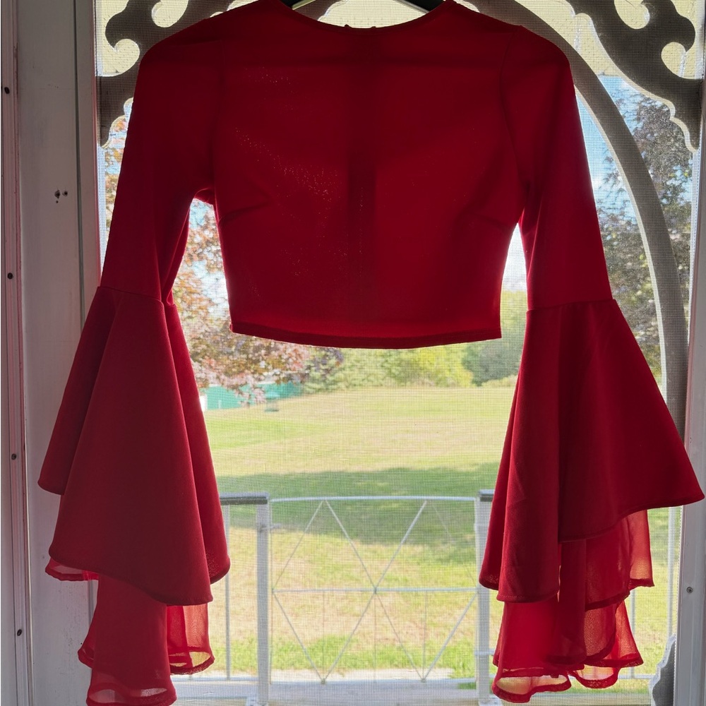 Fashion Nova Vibrant Red Zip-Up Top